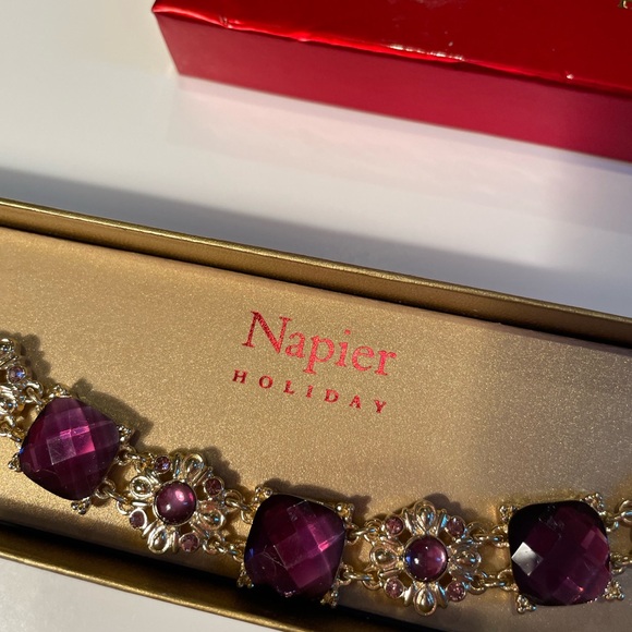 Bracelet Napier purple faceted in gold tone metal - Picture 15 of 15